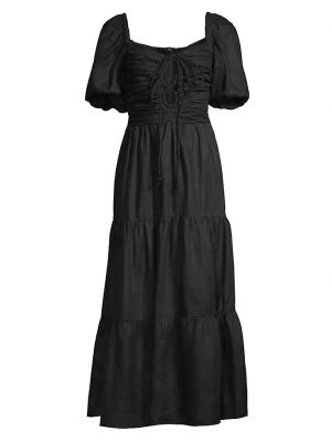 Льняное платье миди Faithfull The Brand черное