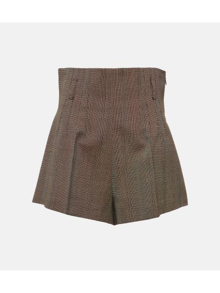 Pantalones cortos de lana a rayas Prada marrón