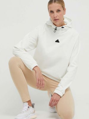 Laza szabású kapucnis pulóver Adidas fehér
