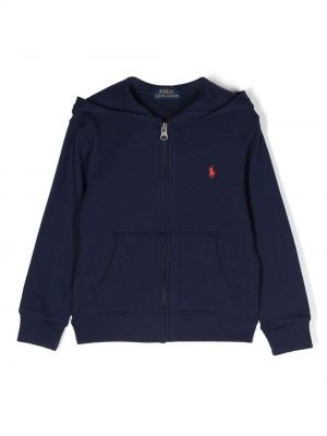 Kirjonta huppari vetoketjulla tytöille Ralph Lauren Kids sininen