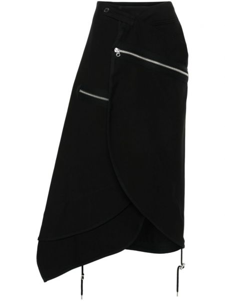 Midi suknja s patentnim zatvaračem Courreges crna