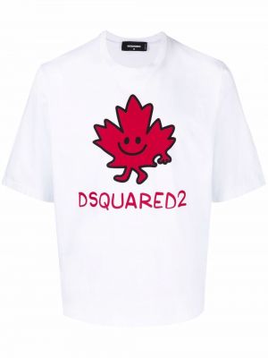 Хлопковая футболка с принтом Dsquared2, белая