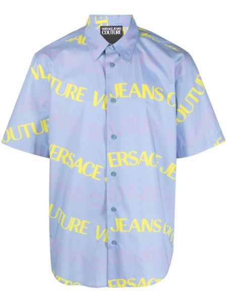 Kokvilnas džinsa krekls ar apdruku Versace Jeans Couture