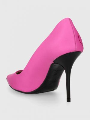 Pantofi cu toc din piele Love Moschino roz