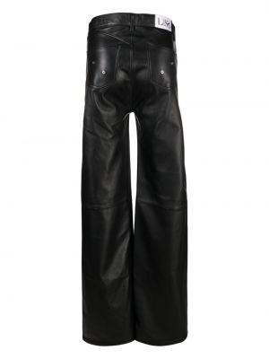 Pantalon à lacets en cuir large Ludovic De Saint Sernin noir