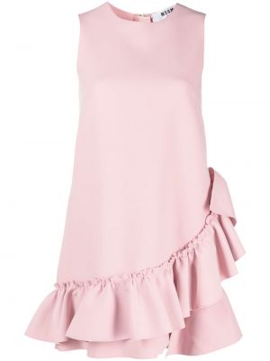 Sukienka mini bez rękawów z falbankami Msgm różowa