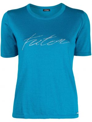 T-shirt en tricot en jacquard Kiton bleu