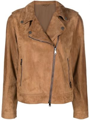Байкерская замшевая куртка Brunello Cucinelli, коричневая