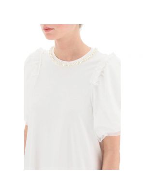 Mini vestido con perlas de algodón de tul Simone Rocha blanco