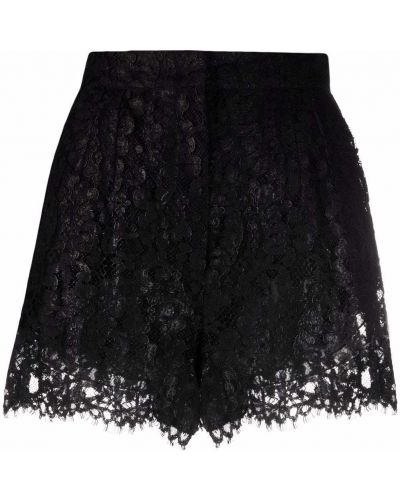 Pantalones cortos de cintura alta de encaje Dolce & Gabbana negro