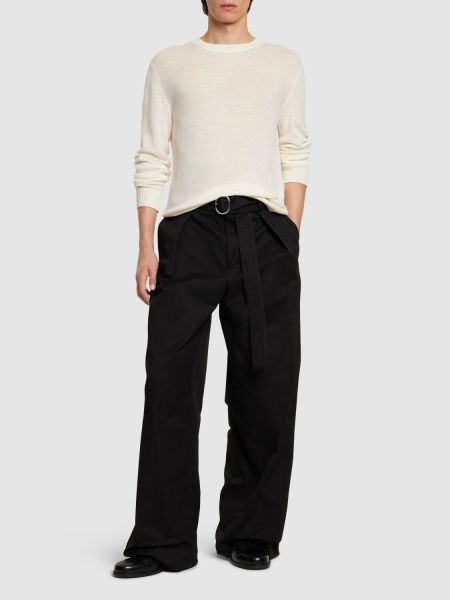 Pantalones de algodón Jil Sander negro