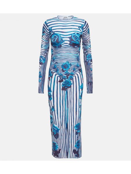 Миди рокля на райета на цветя от джърси Jean Paul Gaultier