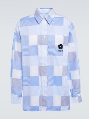 Oversize памучна риза Kenzo синьо
