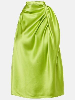 Top din satin de mătase drapat The Sei verde