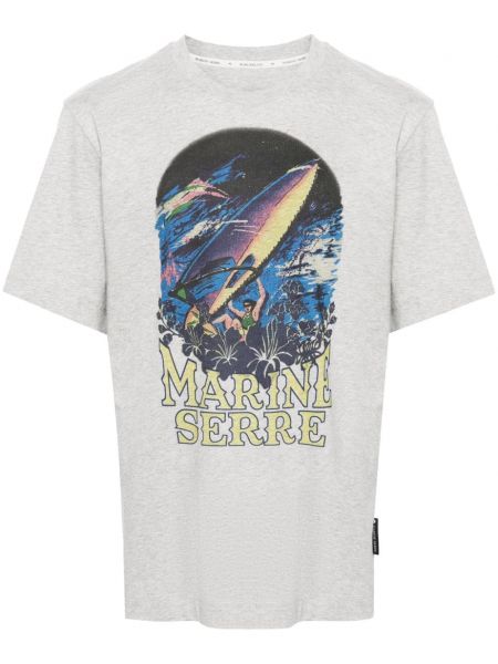 Bavlněné tričko s potiskem Marine Serre šedé