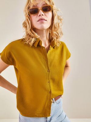 Voľná priliehavá košeľa Bianco Lucci žltá