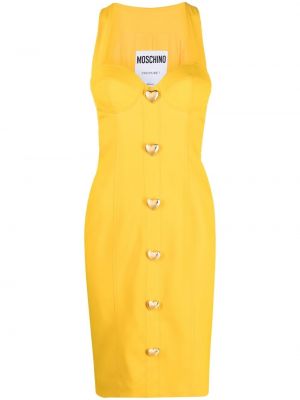 Миди рокля със сърца Moschino жълто