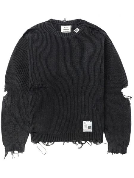 Sweter z przetarciami Maison Mihara Yasuhiro czarny