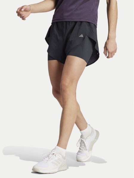 Pantaloni scurți cu talie înaltă sport Adidas Performance negru