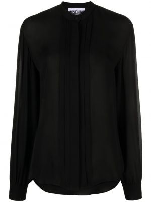 Копринена риза Moschino черно