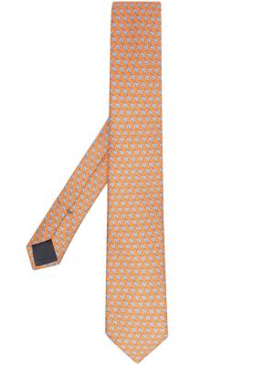 Hodvábna kravata s potlačou Zegna oranžová