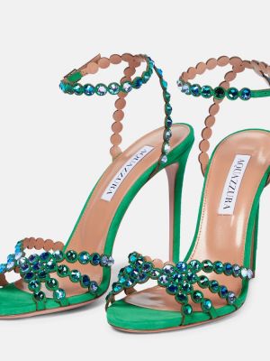 Kožené sandále Aquazzura zelená
