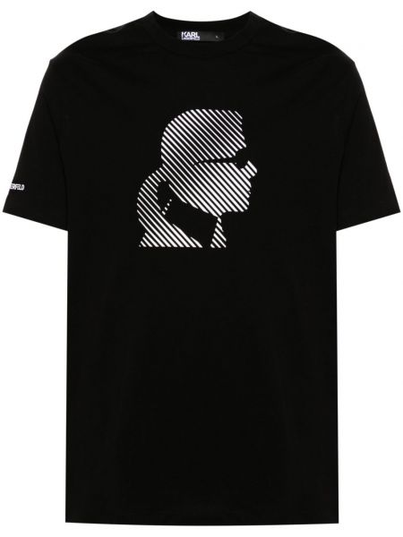 T-shirt en coton à imprimé Karl Lagerfeld noir