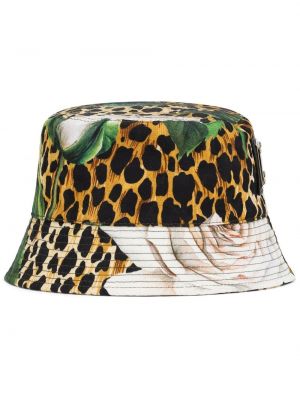 Leopard trykt floral bøttehatt Dolce & Gabbana brun