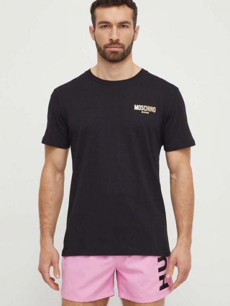 Хлопковая футболка Moschino Underwear черная
