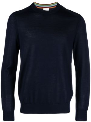 Vlnený sveter s okrúhlym výstrihom Paul Smith modrá