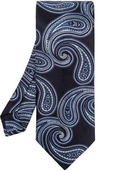 Cravate en soie à imprimé paisley en jacquard Etro bleu