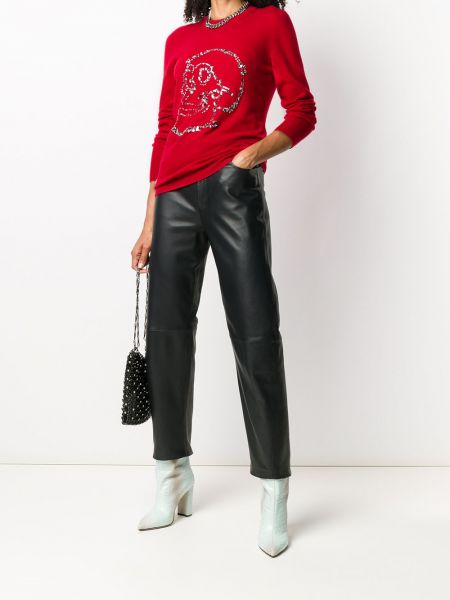 Sweter z kryształkami Philipp Plein czerwony