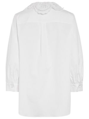 Bavlněná košile s výšivkou Oscar De La Renta bílá
