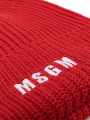 Bonnet brodé en tricot Msgm rouge