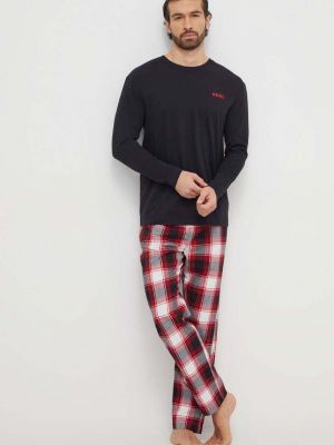Pamučna pidžama s printom Hugo crvena
