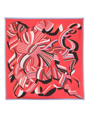 Копринен шал с принт с абстрактен десен Longchamp червено