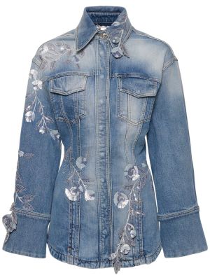 Traper jakna s cvjetnim printom Blumarine plava