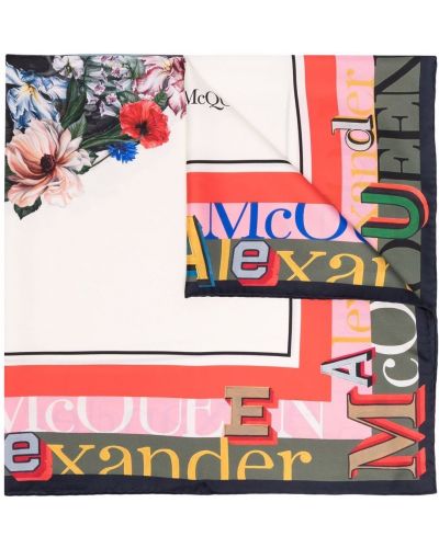 Pañuelo de flores Alexander Mcqueen blanco