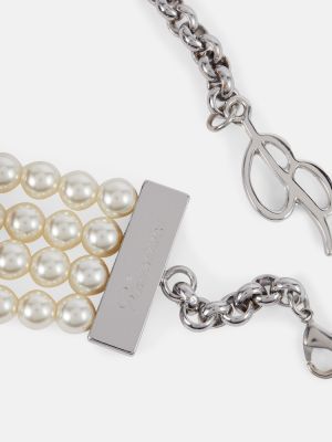 Ogrlica sa perlicama s cvjetnim printom Blumarine smeđa