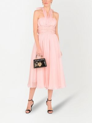 Jedwabna sukienka wieczorowa szyfonowa plisowana Dolce And Gabbana różowa