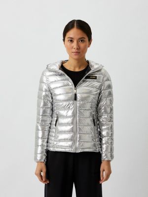 Утепленная демисезонная куртка Plein Sport серебряная
