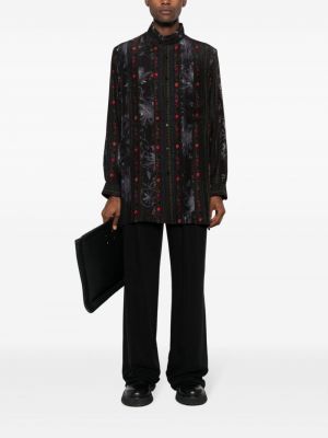 Chemise en soie à imprimé Yohji Yamamoto noir