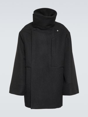 Μάλλινο παλτό Rick Owens μαύρο