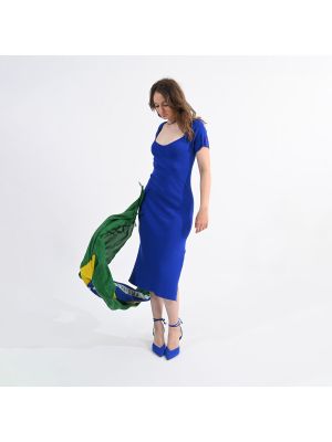 Vestido largo con escote cuadrado Lili Sidonio azul