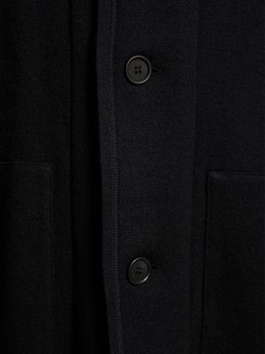 Płaszcz wełniany z kapturem Yohji Yamamoto czarny