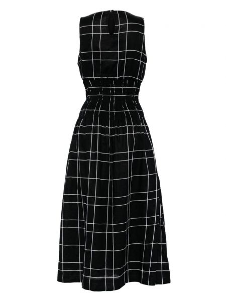 Lniana sukienka w kratkę z nadrukiem Faithfull The Brand czarna