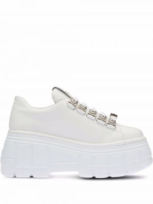 Δερμάτινα sneakers με πλατφόρμα Miu Miu λευκό