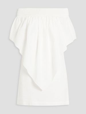 Мини-платье из хлопка и шелка с открытыми плечами FABIANA FILIPPI белый