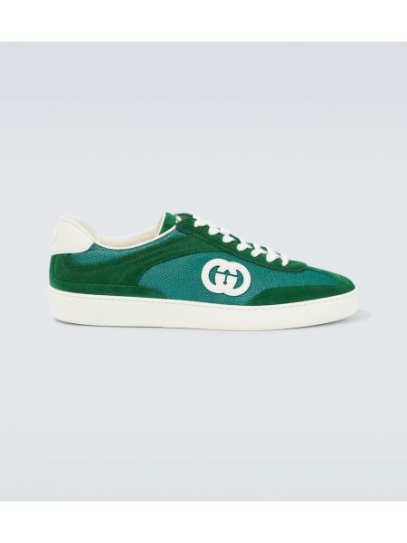 Ruskind canvas sneakers Gucci grøn