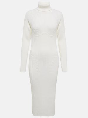 Vlněné midi šaty Tom Ford bílé